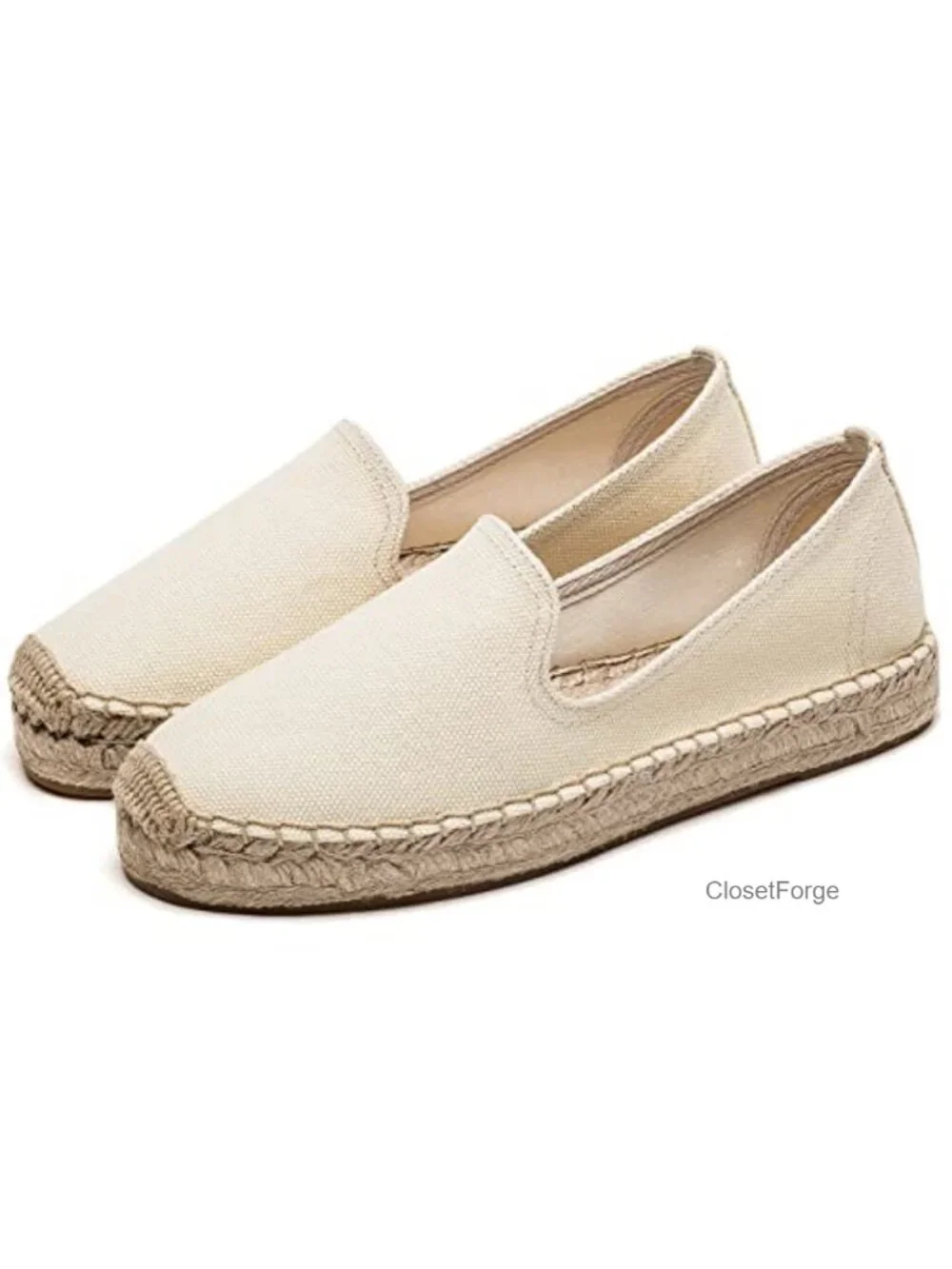 Canvas Cap-Toe Platform Espadrille Slip-On Loafers